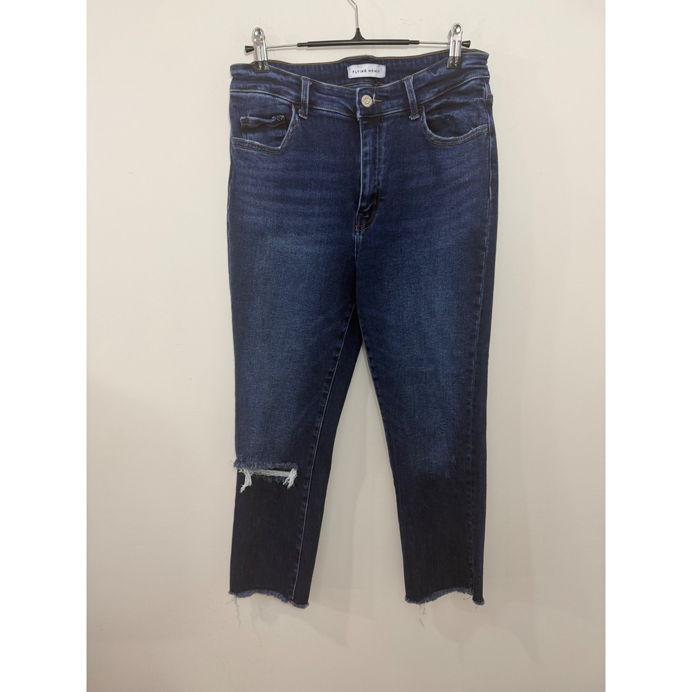 Flying Monkey High Rise Distressed Skinny Jeans Dark Wash Ripped Knee Size 30